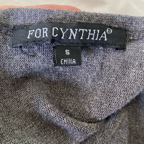 For Cynthia wrap knit top gray grey S - Picture 5 of 6